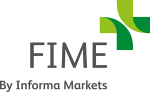 A logo for FIME, by Informa Markets. They have a green plus sign next to "Fime".