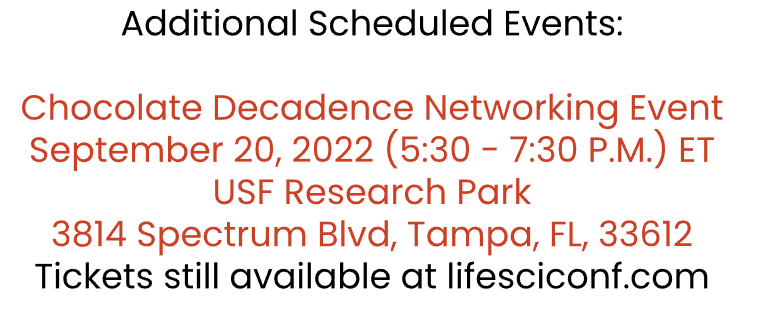 Chocolate Decadence is taking place from 5:30 - 7:30 PM at the USF Research Park, September 20th